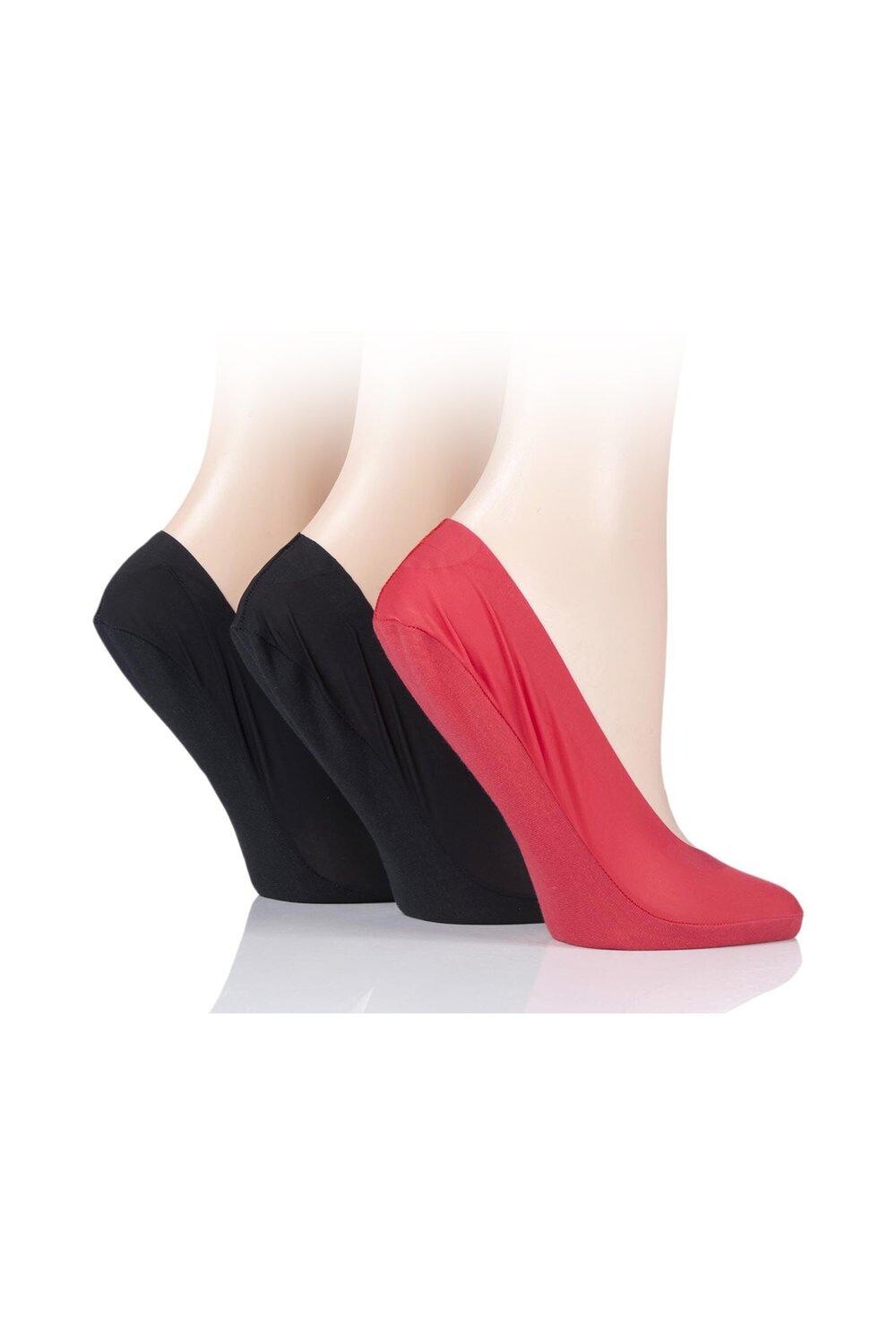 

3 пары гладких нейлоновых вкладышей для обуви SOCKSHOP, красный