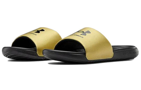 Тапочки ansa fixed slides 'black metallic gold' Under Armour, золотой — фото 4
