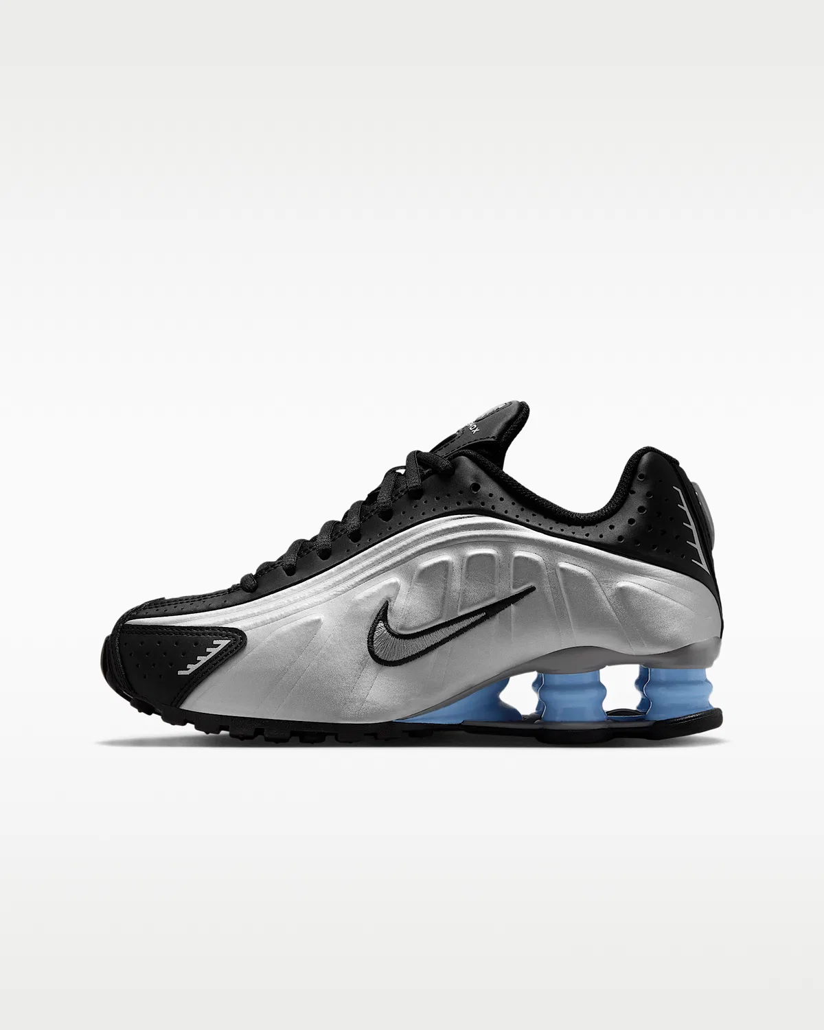 Детские кроссовки Nike Shox R4, Metallic Silver/Black/Psychic Blue/Metallic Silver