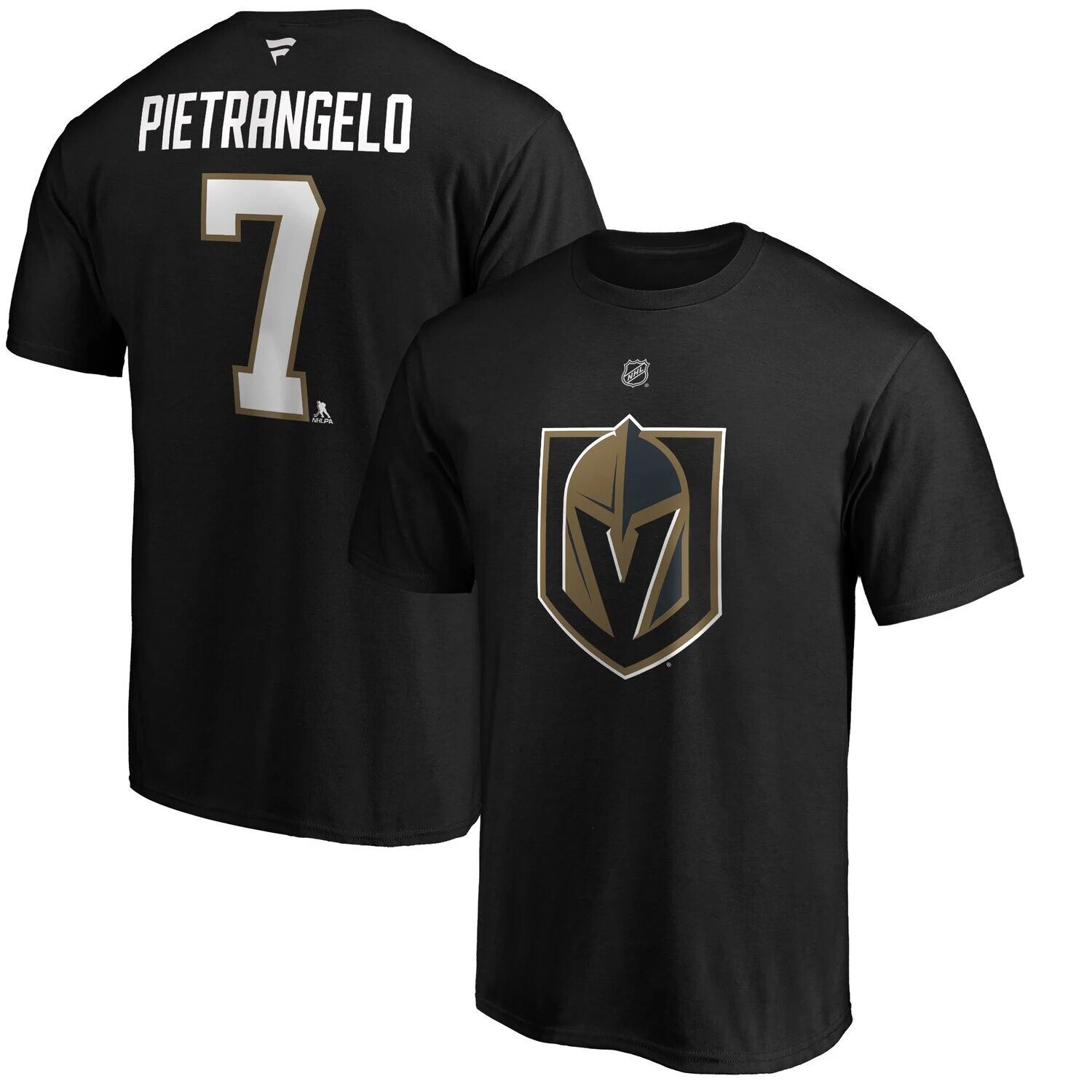 

Мужская футболка Fanatics с логотипом Alex Pietrangelo Black Vegas Golden Knights с аутентичным именем и номером Stack