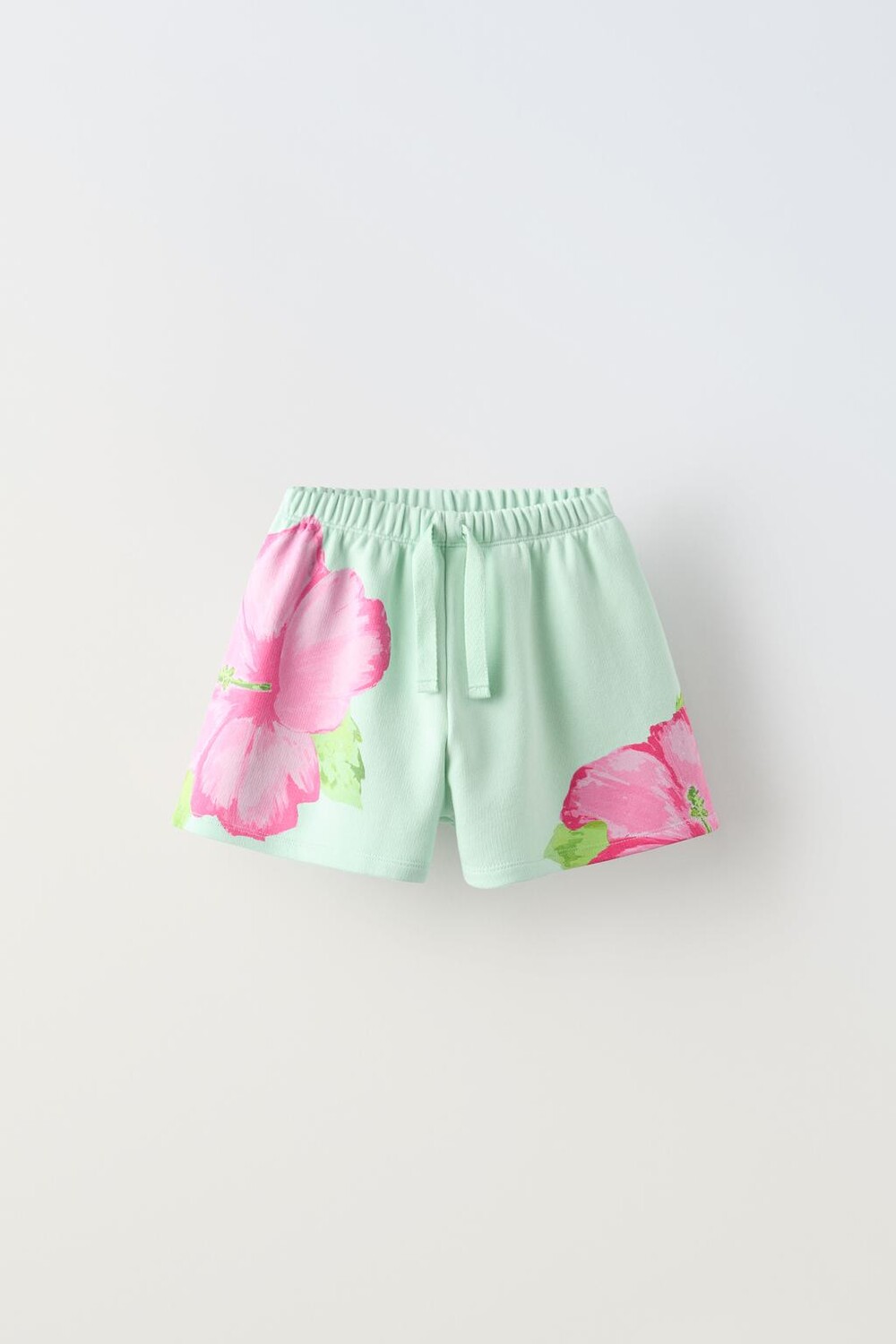 

Шорты-бермуды Zara Summer Camp Floral Plush, светло-зеленый