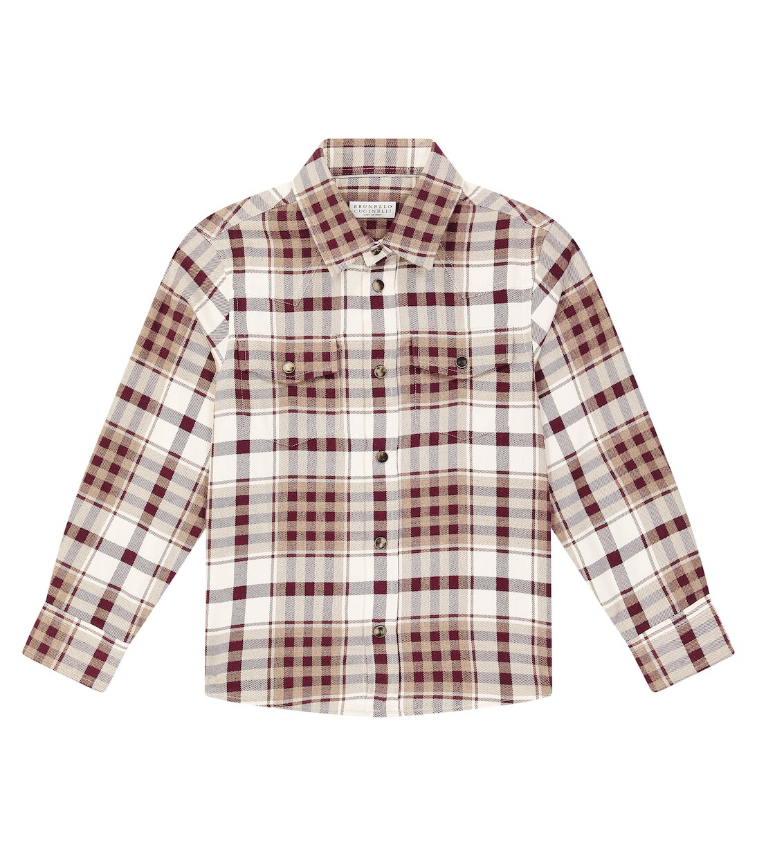 

Рубашка из хлопковой фланели в клетку Brunello Cucinelli Kids, мультиколор