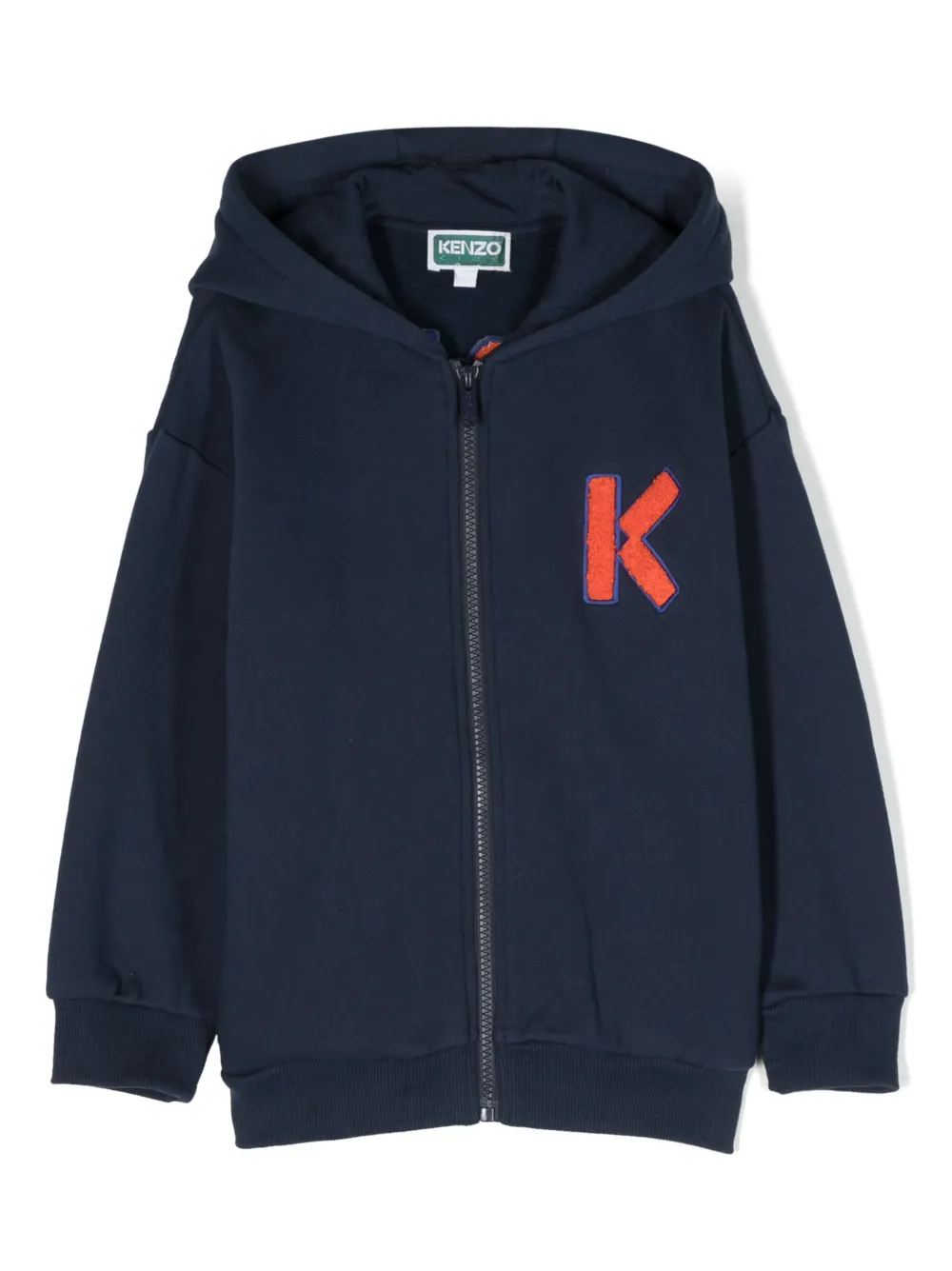 

Куртка на молнии с нашивкой-логотипом Kenzo Kids, синий