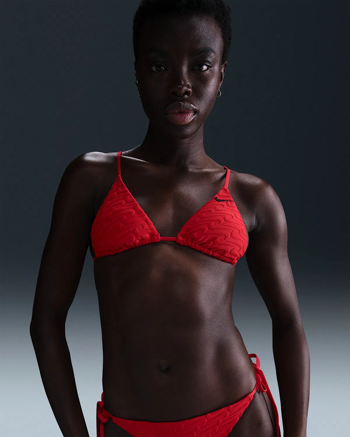 Женский треугольный бикини-топ Nike Swim с махровой текстурой, University Red