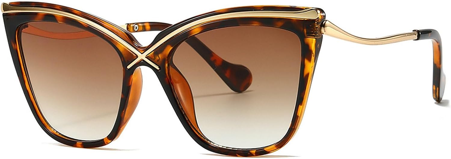 

Модные солнцезащитные очки «кошачий глаз» для женщин, винтажные коричнево-зеленые оттенки, роскошные женские солнцезащитные очки с защитой от ультрафиолета UV400 mincl, Leopard