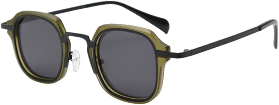 

LVTFCO Женские винтажные солнцезащитные очки, поляризованные, мужские ретро летние солнцезащитные очки для женщин в стиле панк, металлические, UV400, Clear Green Black