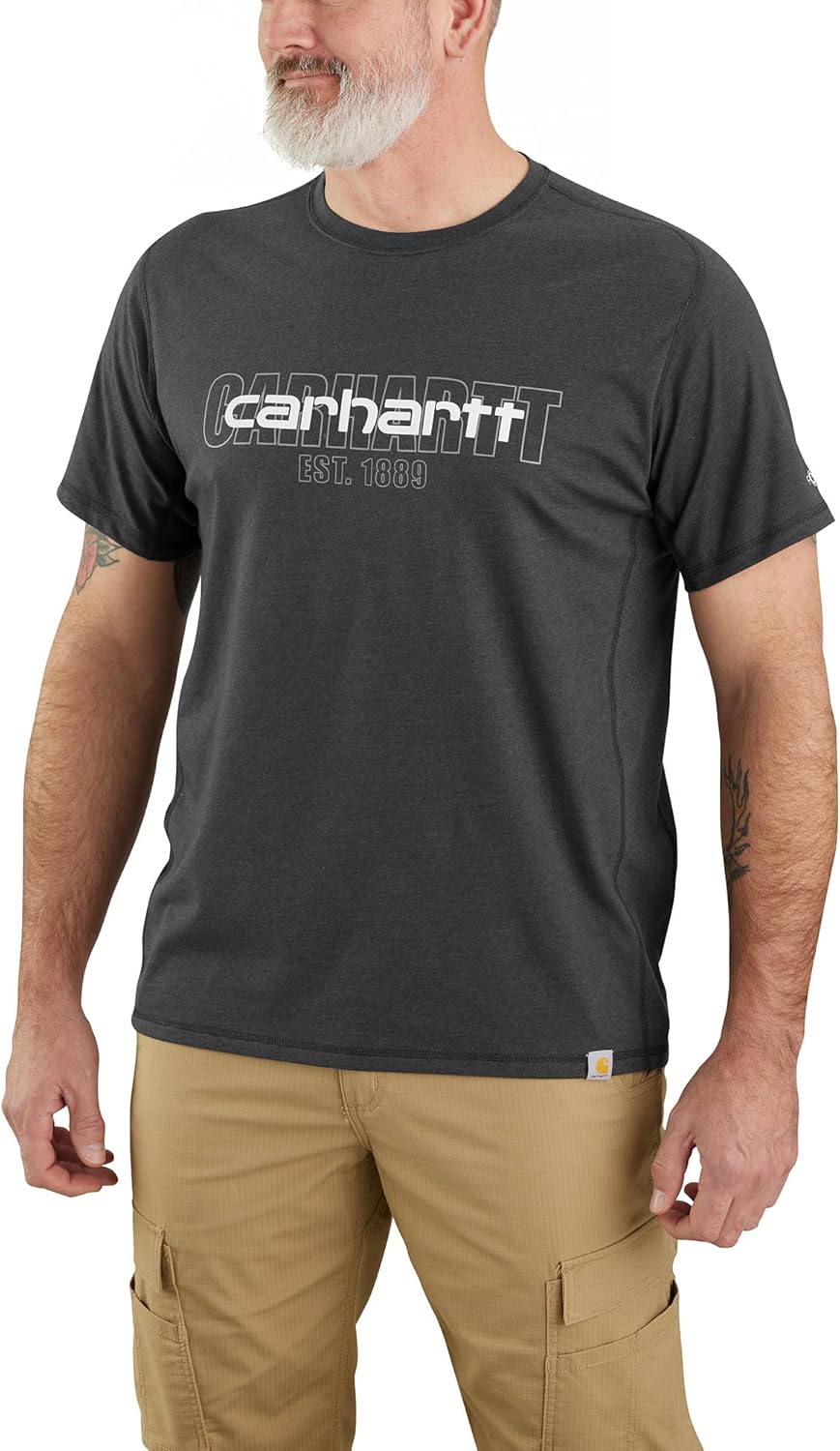 

Carhartt мужская футболка с логотипом, расслабленный крой, средний вес, короткий рукав, Carbon Heather