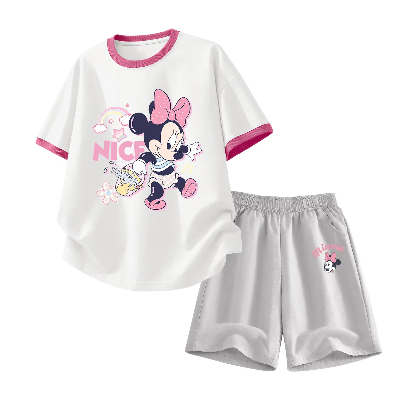 Детский спортивный костюм Disney Kids Casual Sportswear Crew Neck Thin Stretch Breathable, бело-красный