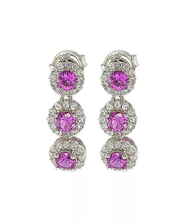 

Серьги-Подвески Suzy Levian из стерлингового серебра с сапфирами и белыми сапфирами в форме ореола Suzy Levian New York, pink