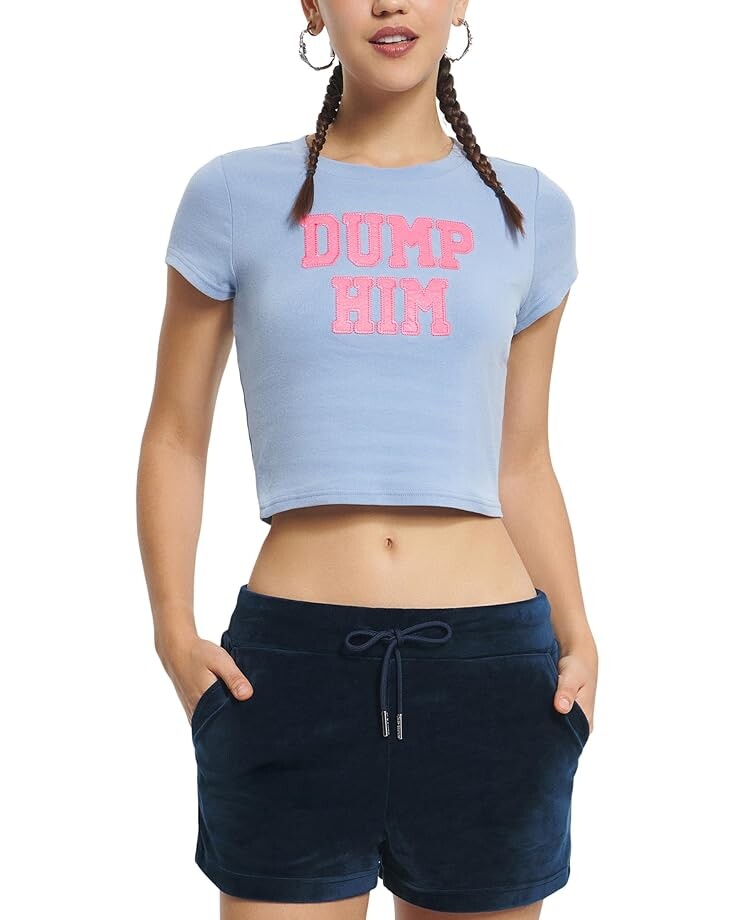 

Футболка Juicy Couture Dump Him Graphic Baby Tee, цвет Sterling Blue