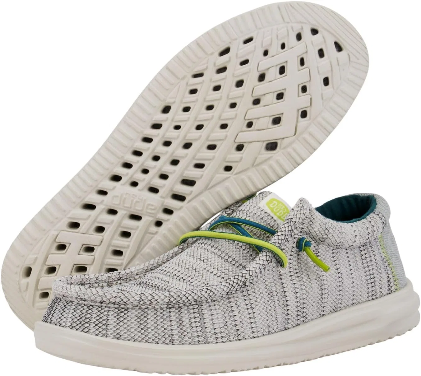 Мужские туфли Hey Dude Wally H2o, White Lime Green — фото 3