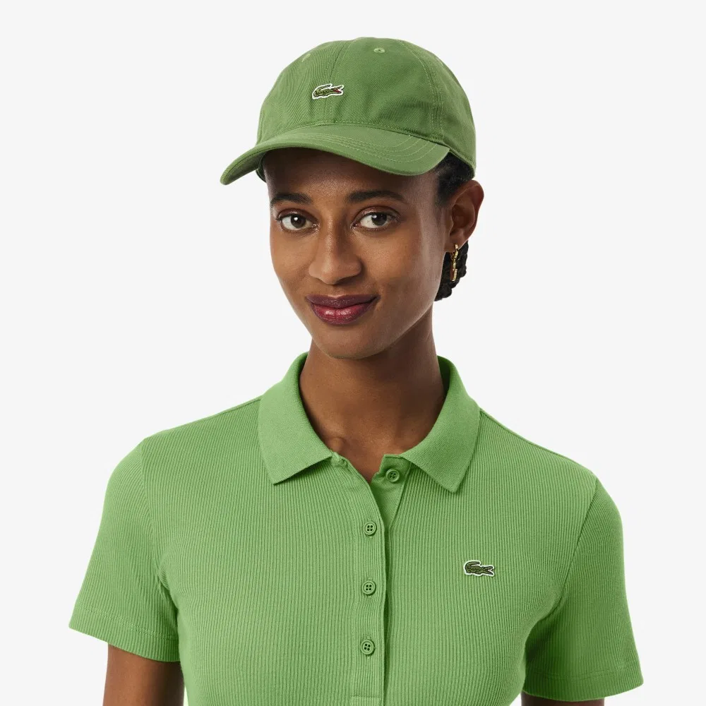 Футболка-поло Lacoste Slim Fit Ribbed Knit, зеленая — фото 2