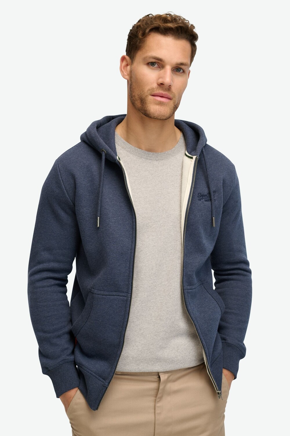 

Толстовка с капюшоном на молнии с логотипом Essential Superdry, синий