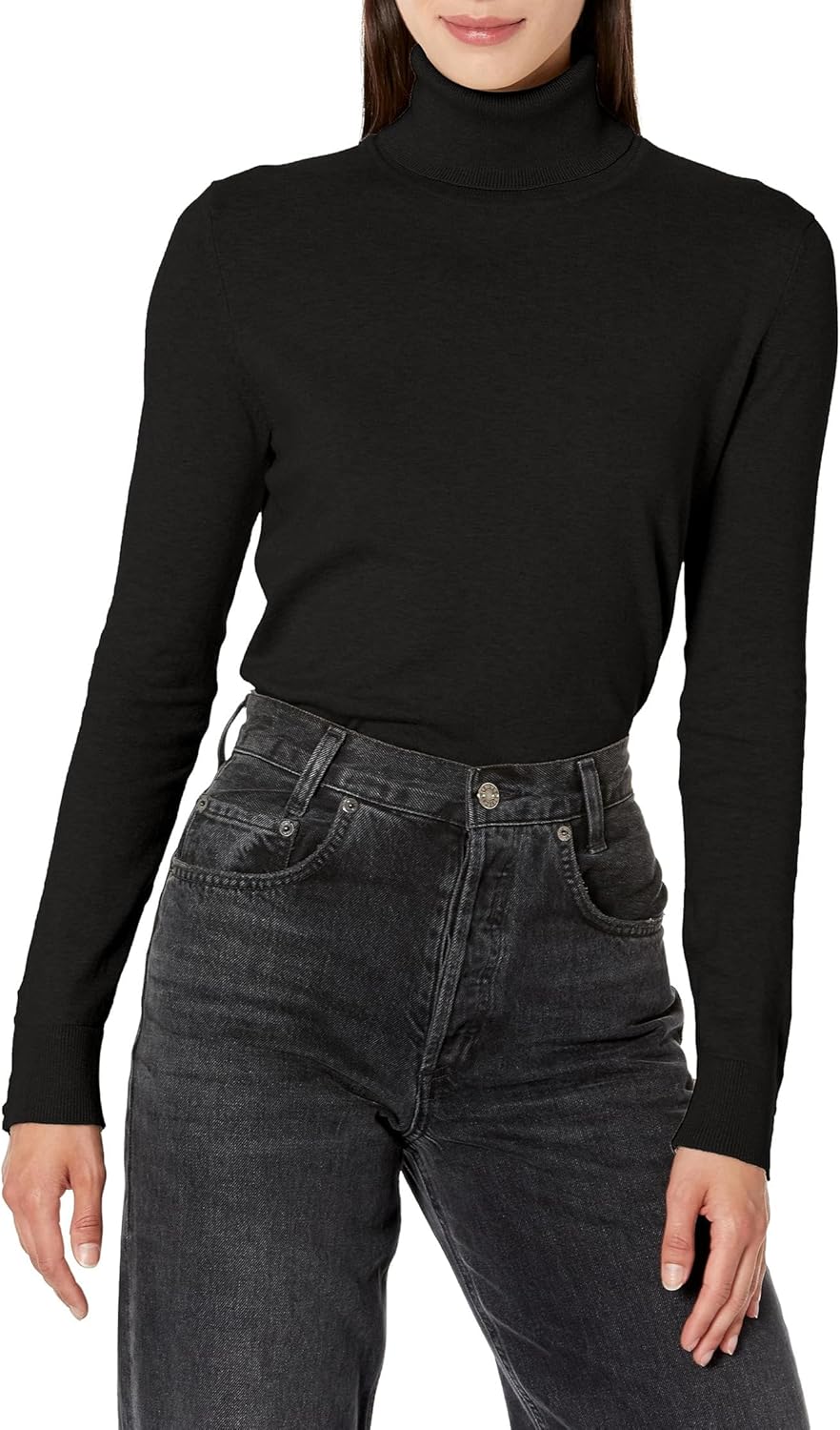 

Легкий однотонный женский свитер с высоким воротом от Tommy Hilfiger, Black