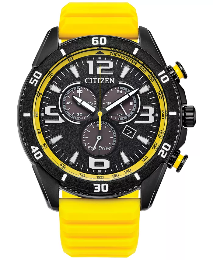 

Мужские спортивно-повседневные часы Brycen с желтым силиконовым ремешком, 44.8 мм Citizen