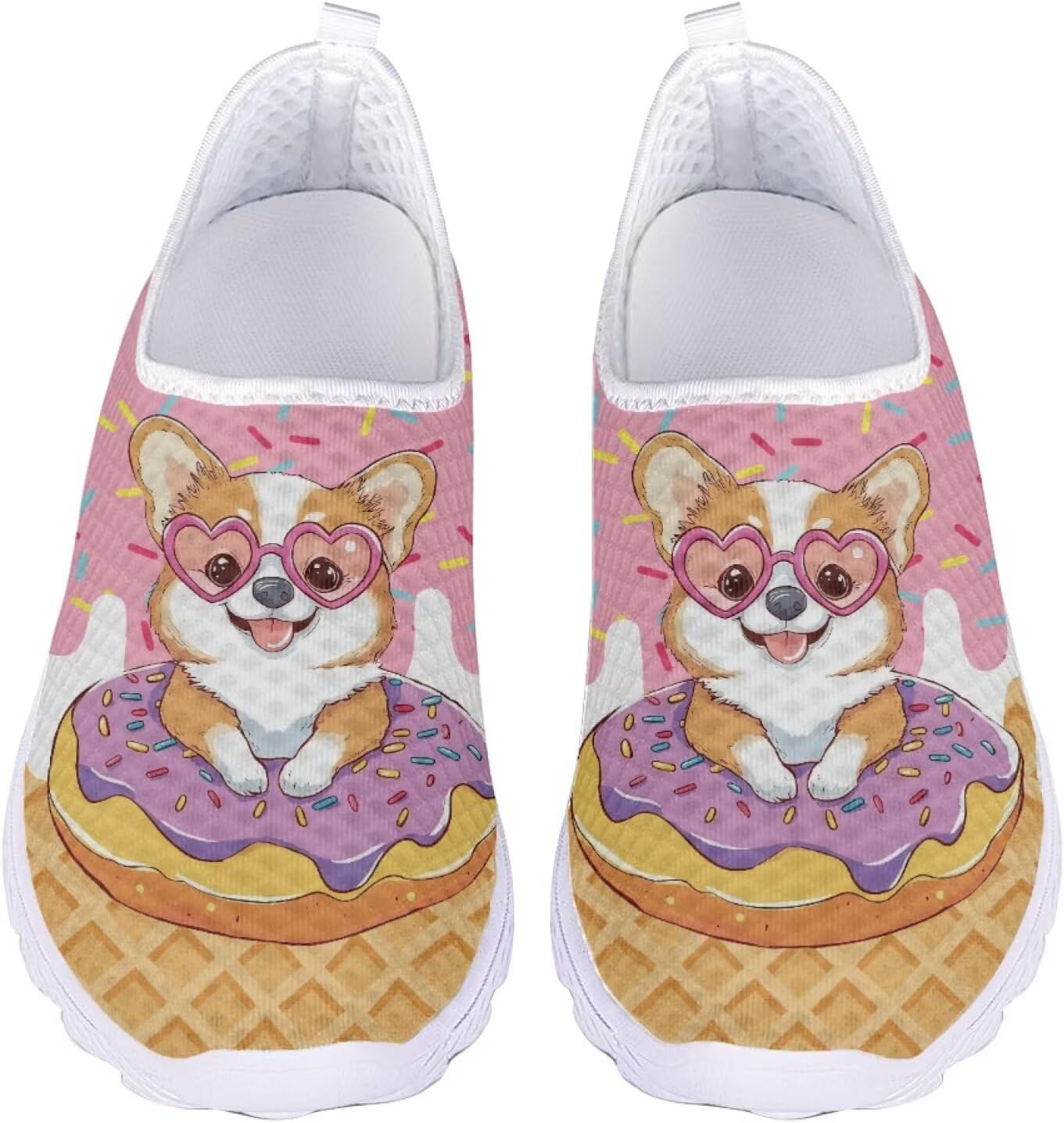 

Унисекс спортивные прогулочные кроссовки Jeiento, с сеткой, Corgi Dog