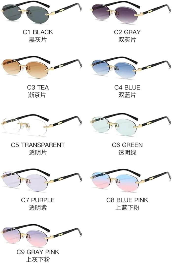 

Модные женские и мужские солнцезащитные очки овальной формы для женщин, летние, с защитой от УФ-излучения UV400, без оправы, с линзами Ocean VFDHN, 1585-c9