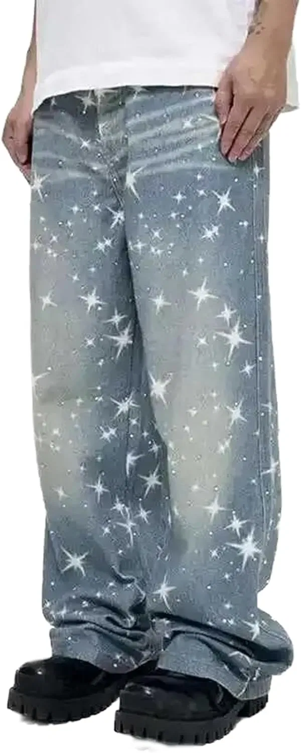 Джинсы с пайетками Rhinestone Jeans, синие