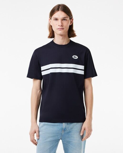 

Хлопковая футболка с принтом Heritage Lacoste, темно-синий