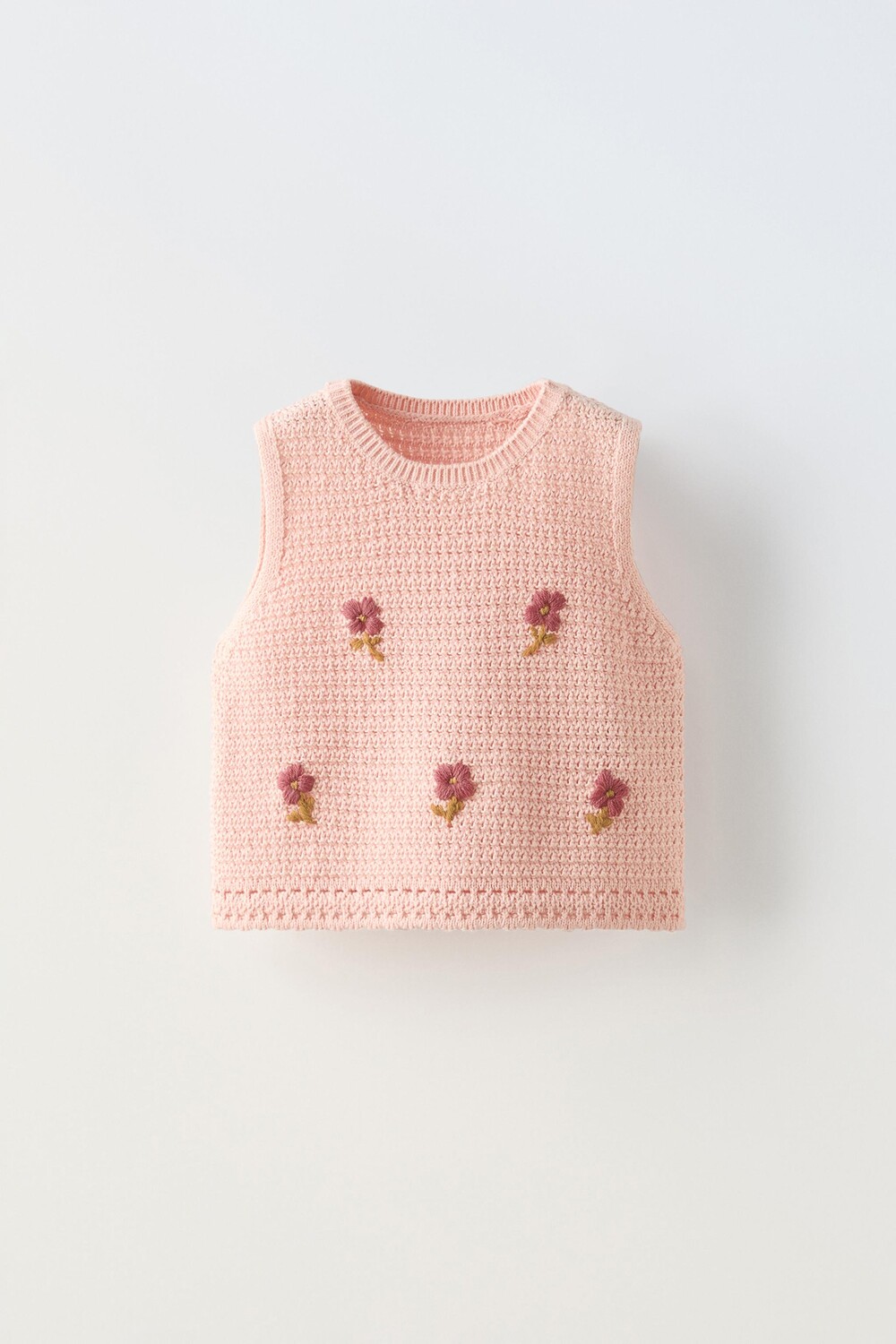 

Трикотажный топ с цветочным узором ZARA, цвет peach