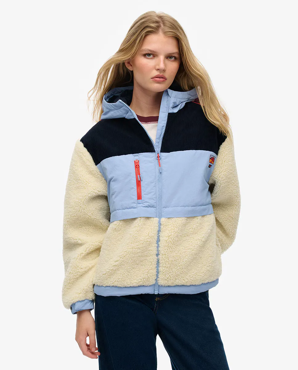 

Женская плюшевая куртка с капюшоном Superdry, кремовый