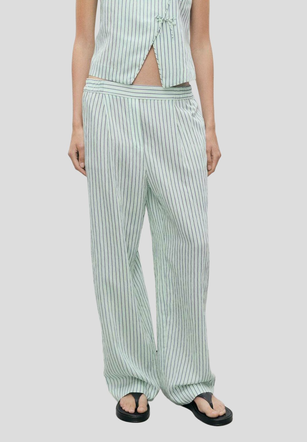 

Брюки STRIPED FLOWY Mango, светло-зеленый
