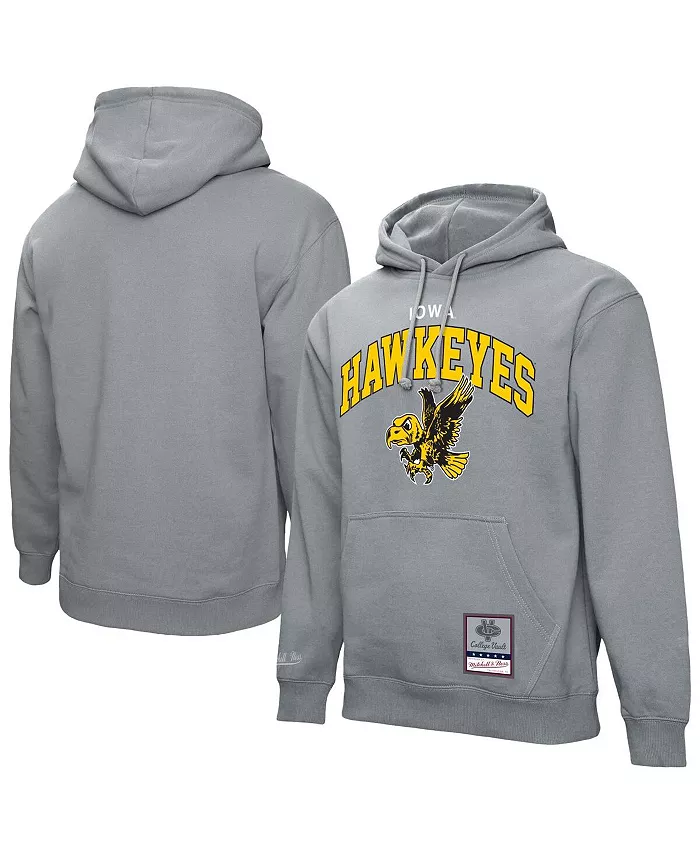 

Мужская худи с классической аркой Iowa Hawkeyes в сером меланже Mitchell & Ness