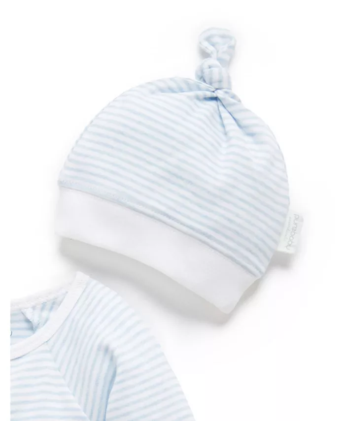 Комплект комбинезона с молнией и шапочки для мальчиков Baby Purebaby, синий — фото 3