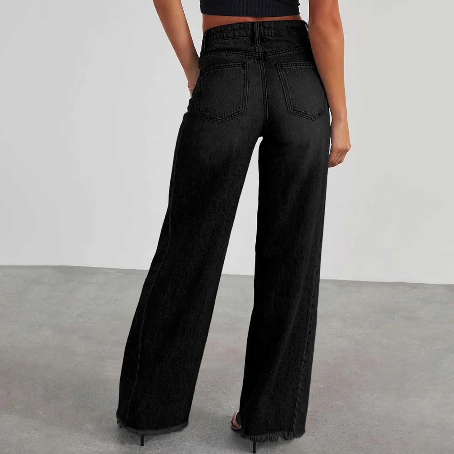 Джинсы свободные Wide Leg Jeans, черный — фото 3