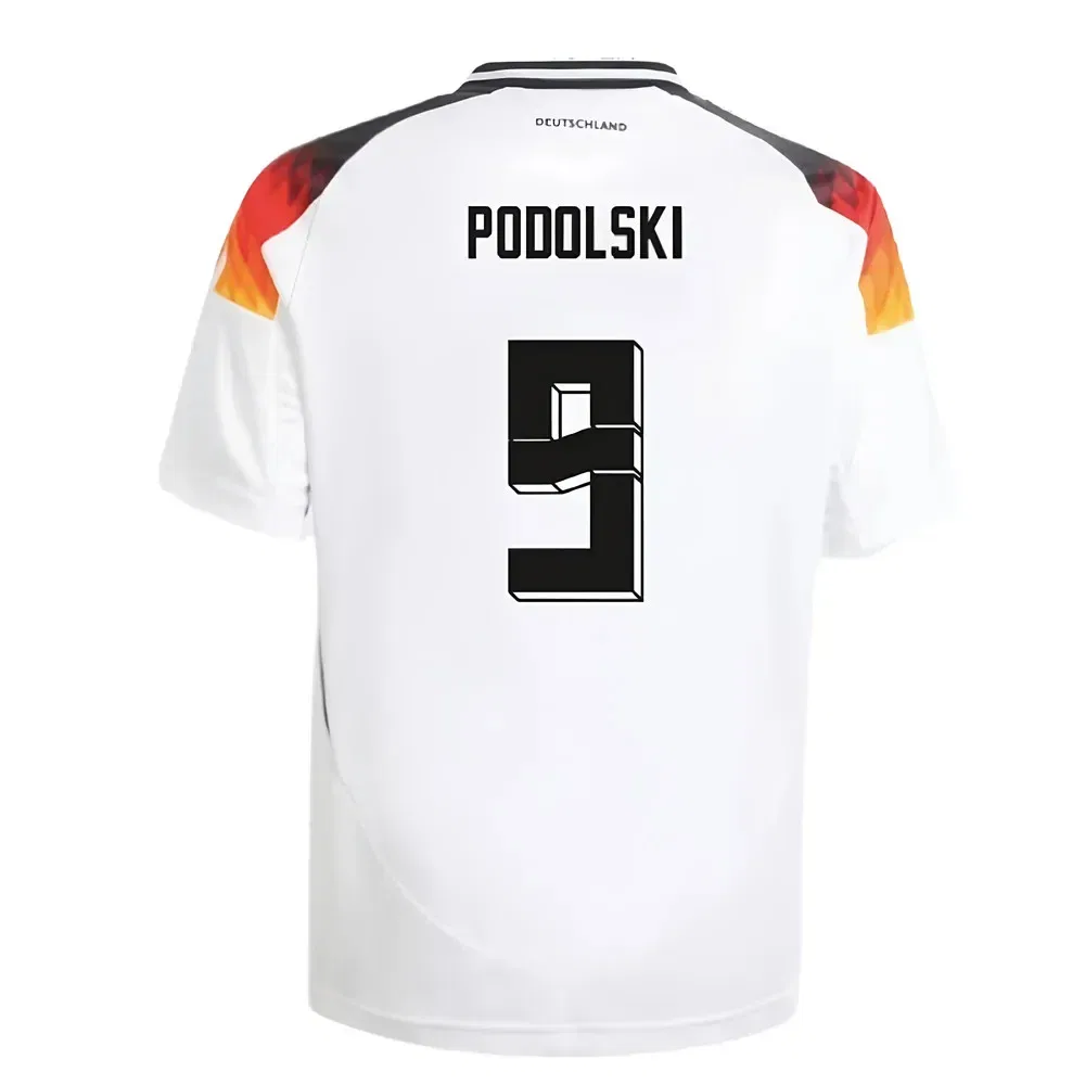 Домашняя футболка Германии 2024-25 с принтом Подольски 9, Adidas Germany, белый — фото 2