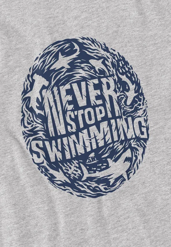 Футболка Shark Week officially licensed never stop swimming print t-shirt Cotton Soul, крапчатый светло-серый — фото 3
