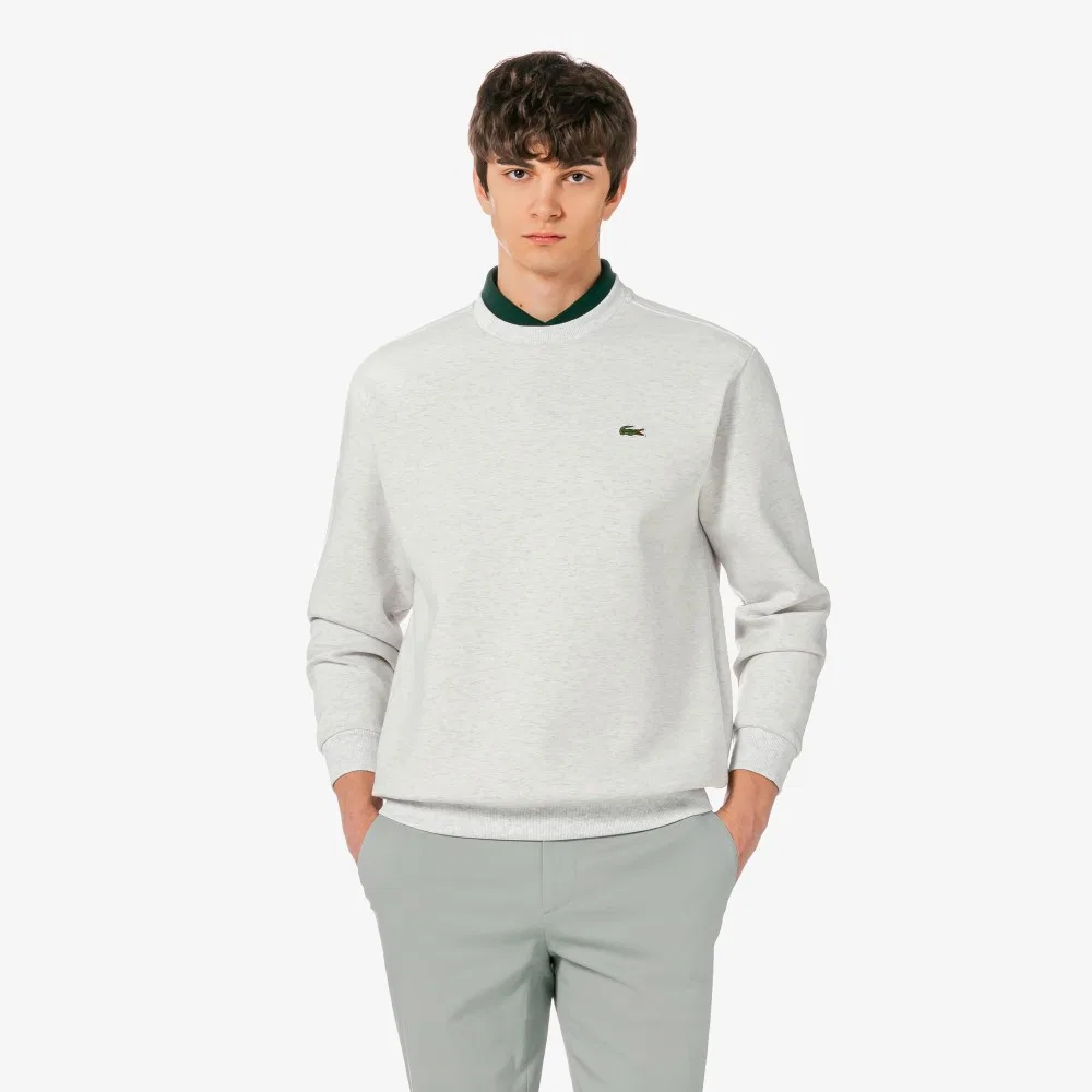 Мужской базовый свитшот Double Face Crewneck, меланжевый серый, от Lacoste