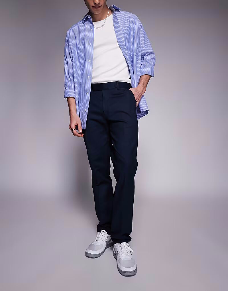 

Брюки-чиносы River Island в классическом стиле темно-синего цвета