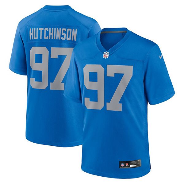 

Мужская синяя альтернативная игровая футболка Detroit Lions Aidan Hutchinson Nike
