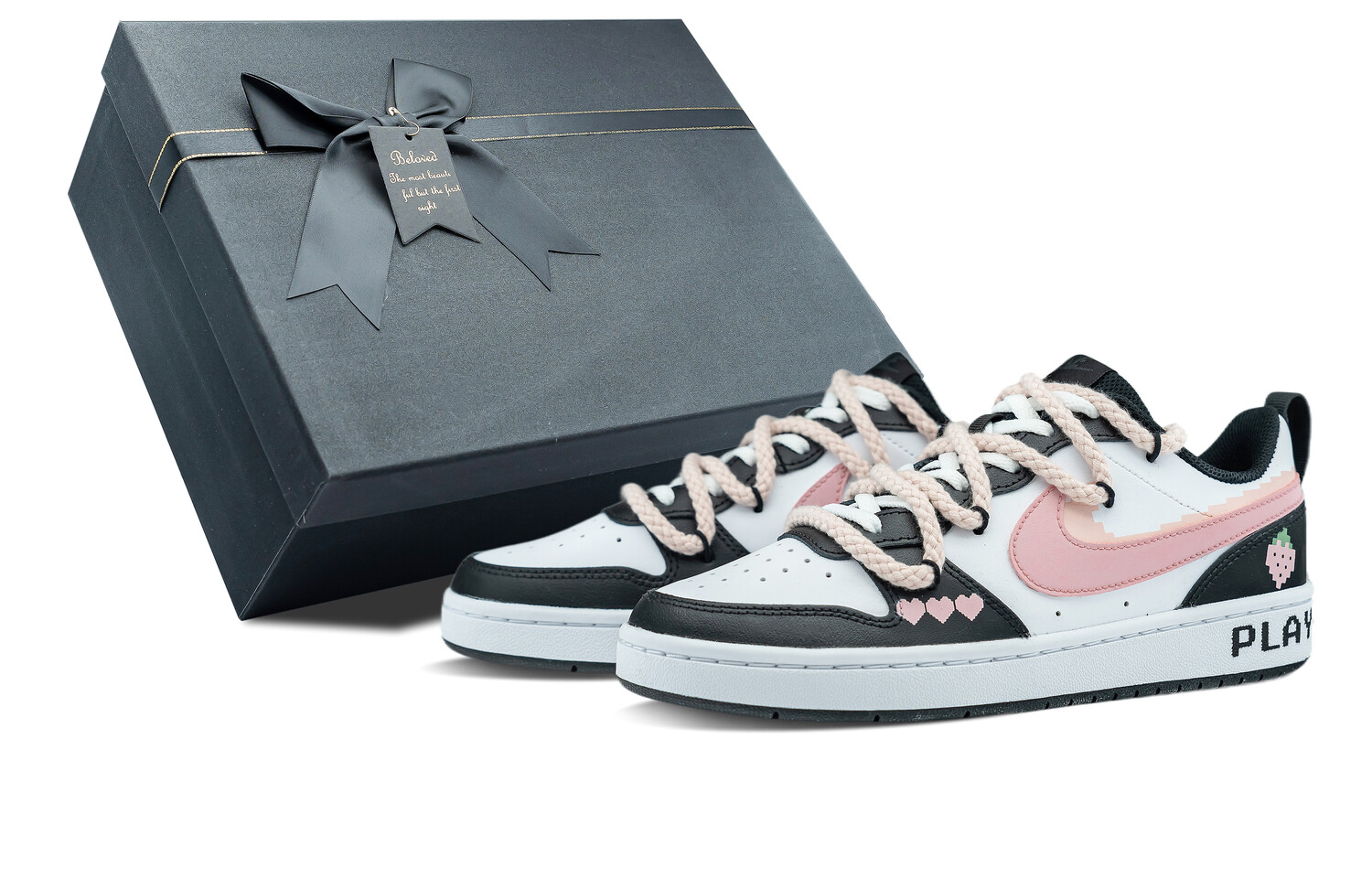 

Кроссовки Nike Court Borough Skateboarding Shoes Women's Low-top White/pink, черный