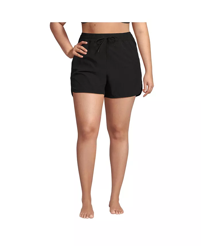 

Пляжные шорты Plus Size 3" Packable Cover-up Lands' End, черный