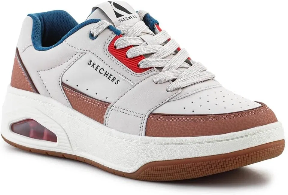 Мужские кроссовки Skechers UNO Court Trainers, Natural Leather Duraleather Mesh Multi
