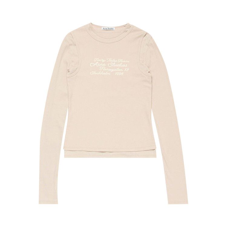 

Футболка Acne Studios Long-Sleeve Layered Logo T-Shirt, Oatmeal Beige