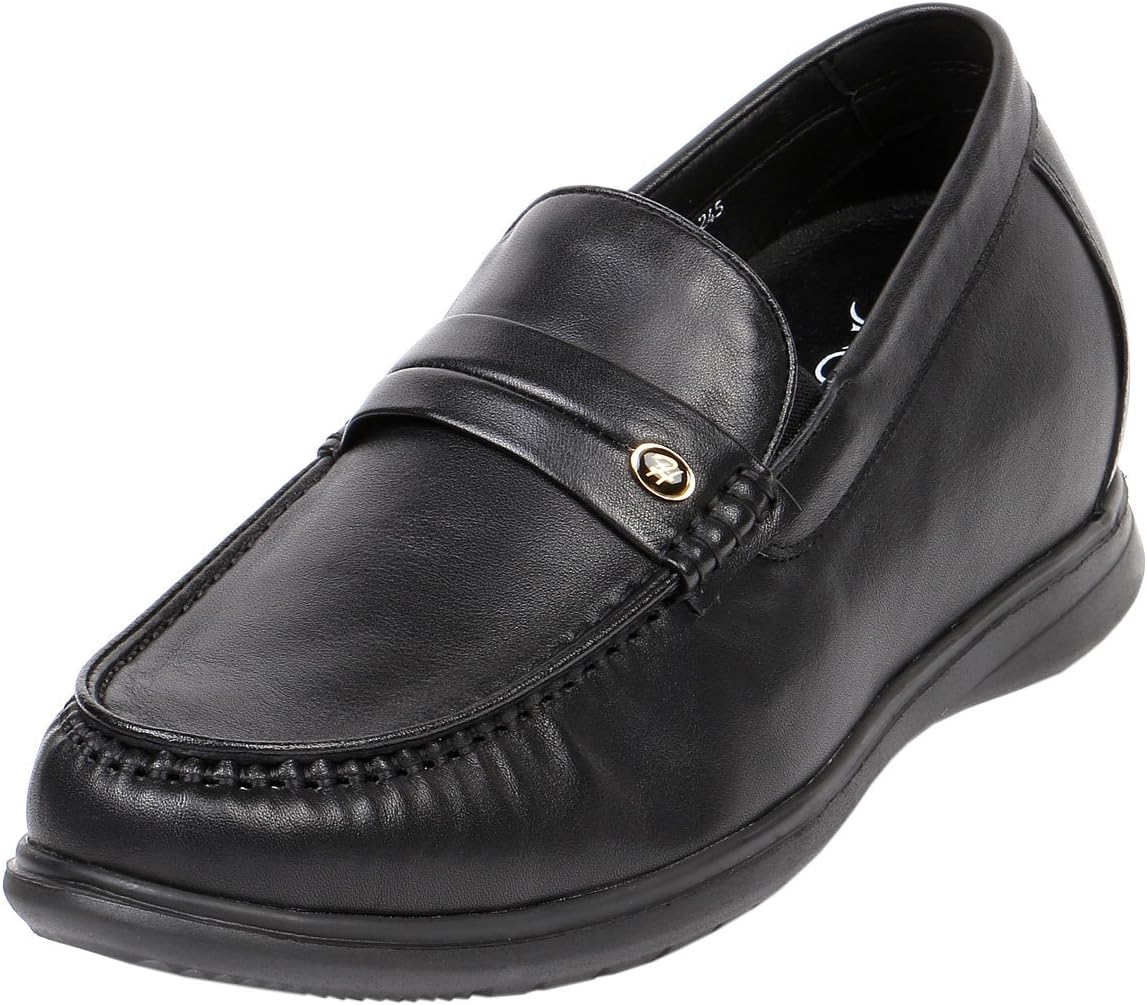 

Мужские кожаные лоферы-мокасины для увеличения роста на 7 см GKC71 Jota Shoes, черный