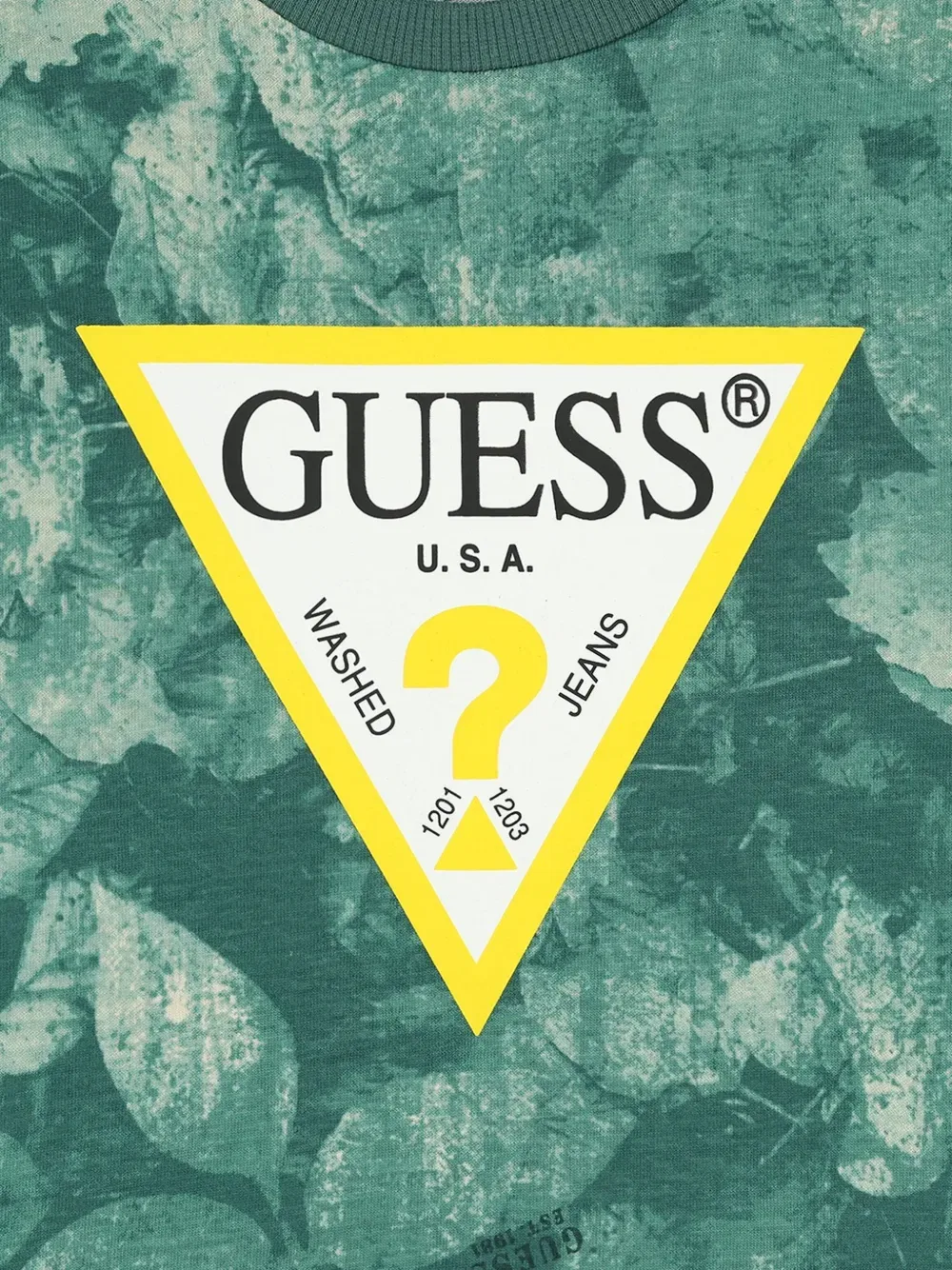 Футболка с принтом в виде листьев Guess Kids, зеленый — фото 3