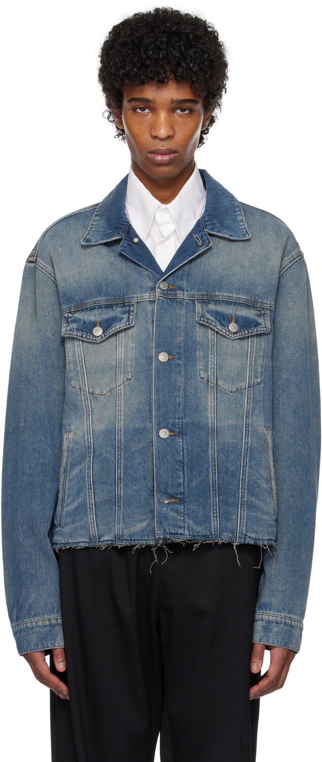 

Синяя джинсовая куртка с необработанным краем MM6 Maison Margiela, Grey blue, Синий, Синяя джинсовая куртка с необработанным краем MM6 Maison Margiela, Grey blue