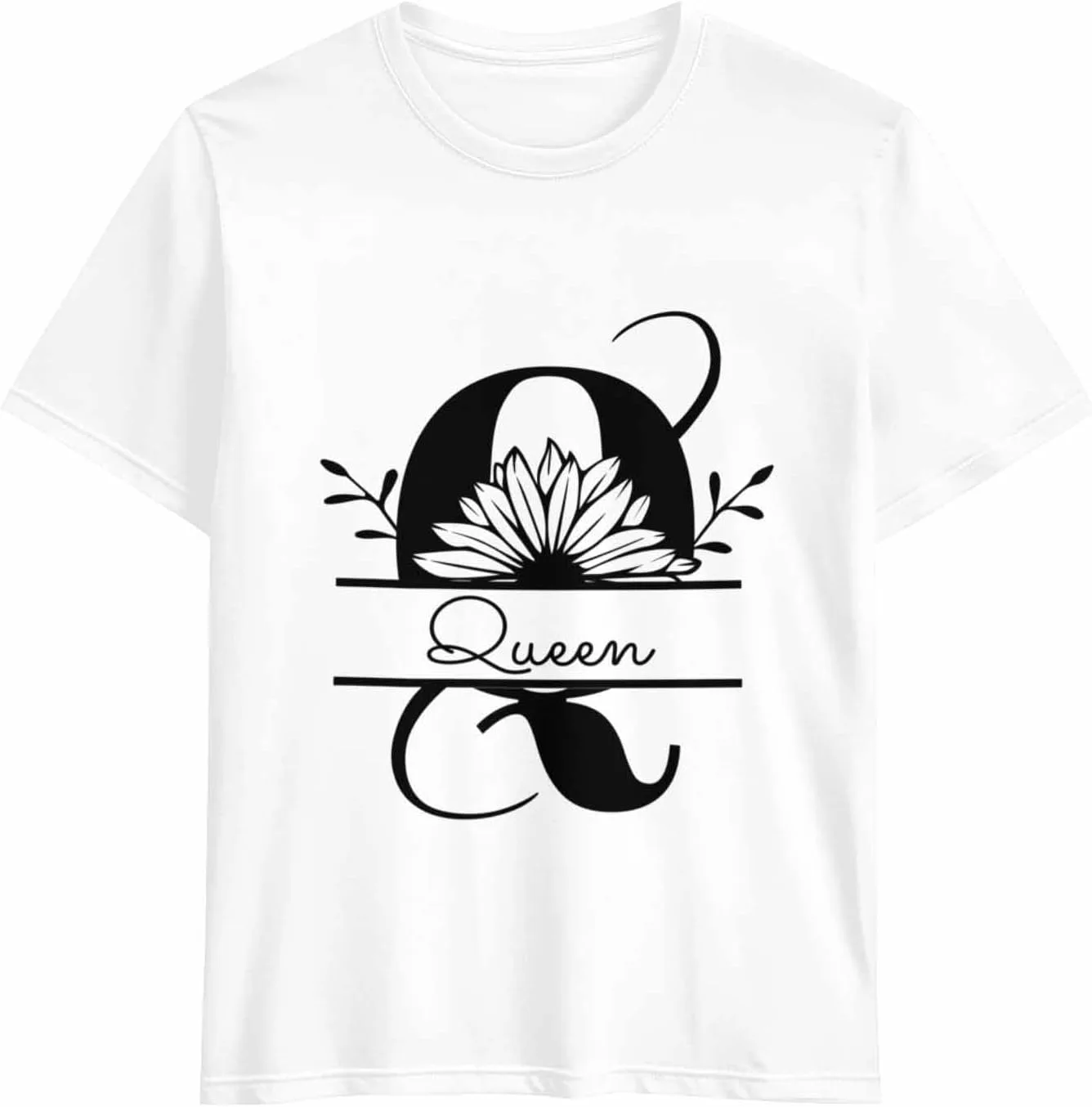 

Футболка с именем или текстом, Letter Q, Unisex, Cotton, Round Neck Vaxbryntel