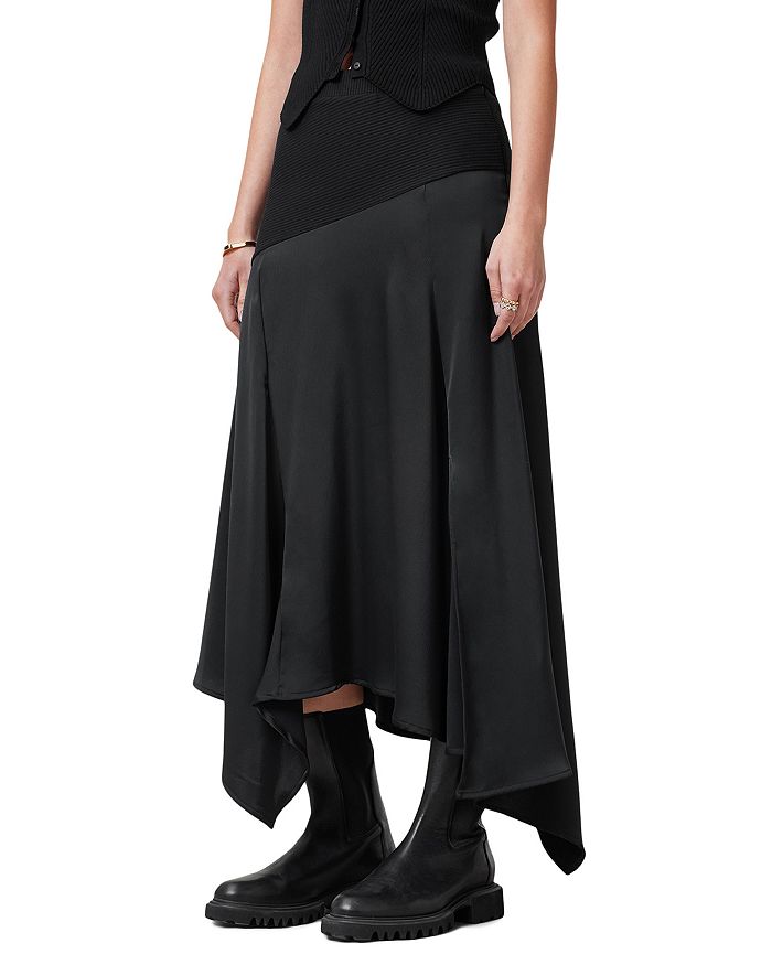 

Юбка из атласа Pia ALLSAINTS, черный