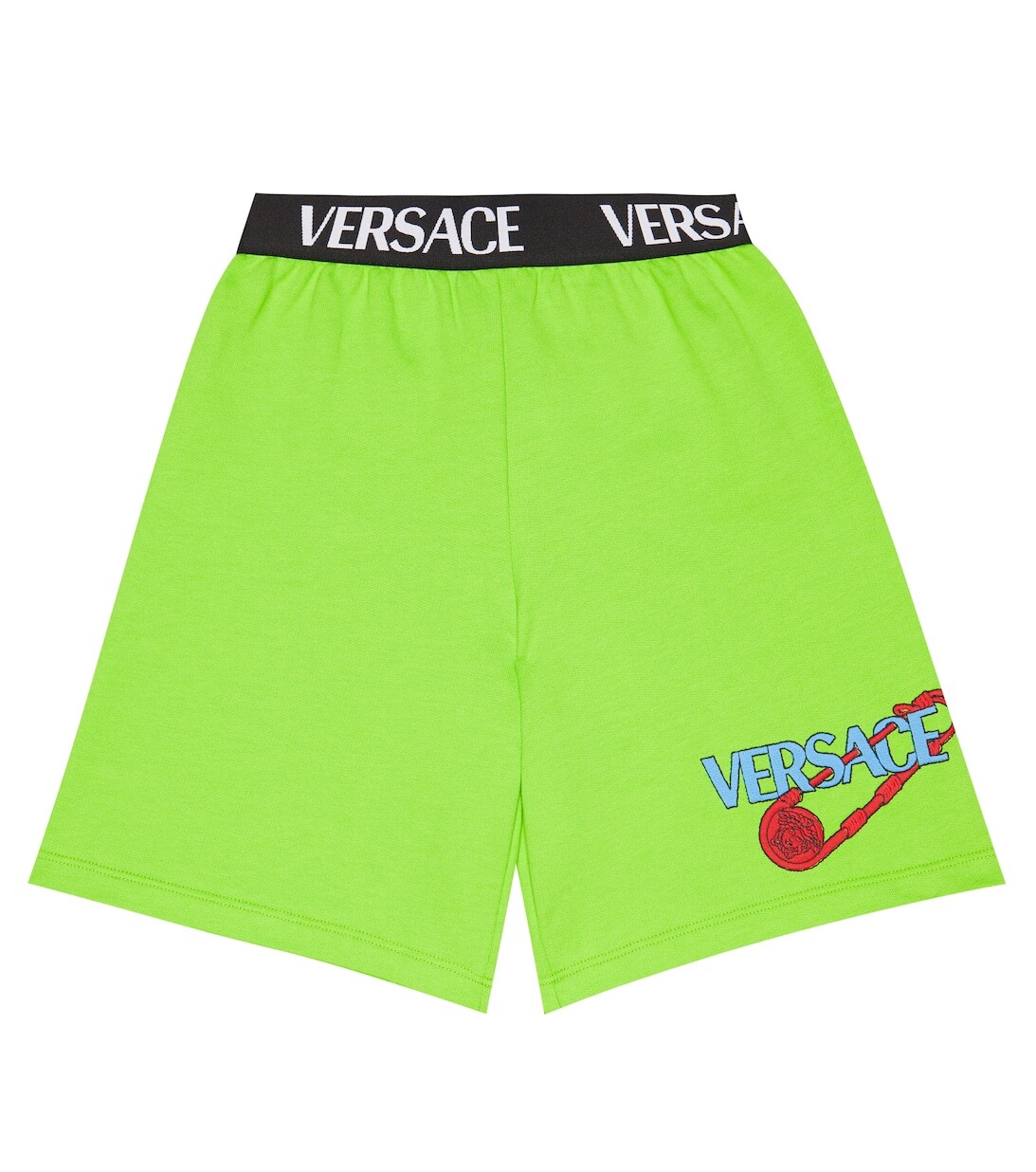 

Шорты из хлопкового джерси с вышитым логотипом Versace, зеленый