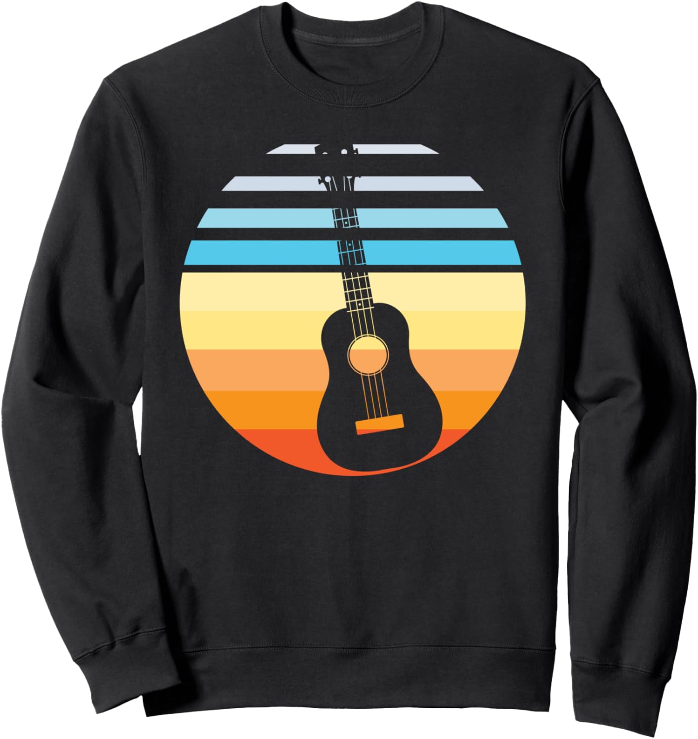 

Ретро винтажная толстовка с изображением гавайского музыканта, играющего на укулеле, на фоне заката Funny Ukulele Hawaiian Musician Hs0, черный