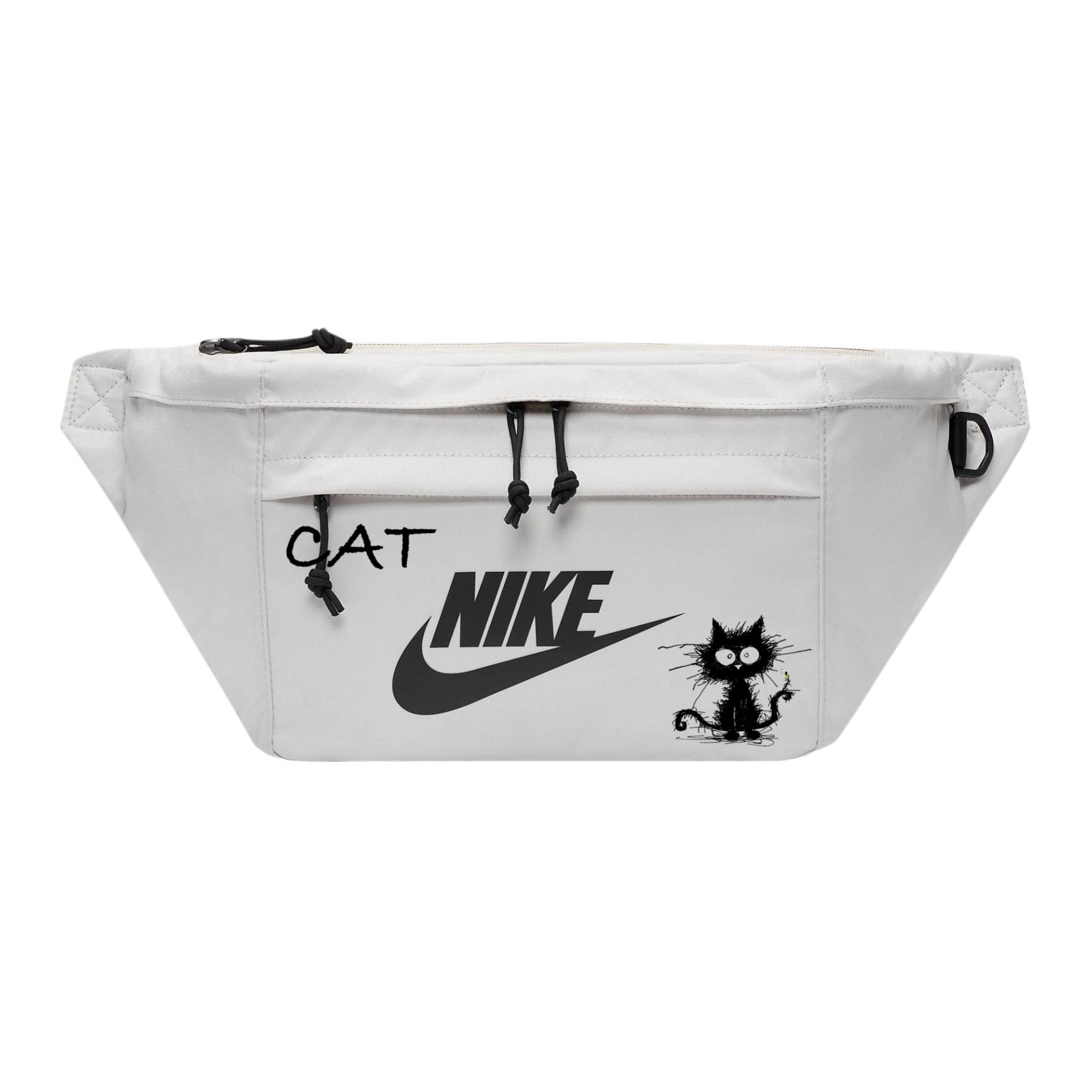 

Nike Тканевая наплечная сумка через плечо поясная унисекс светло-бежевая, Line Kitten