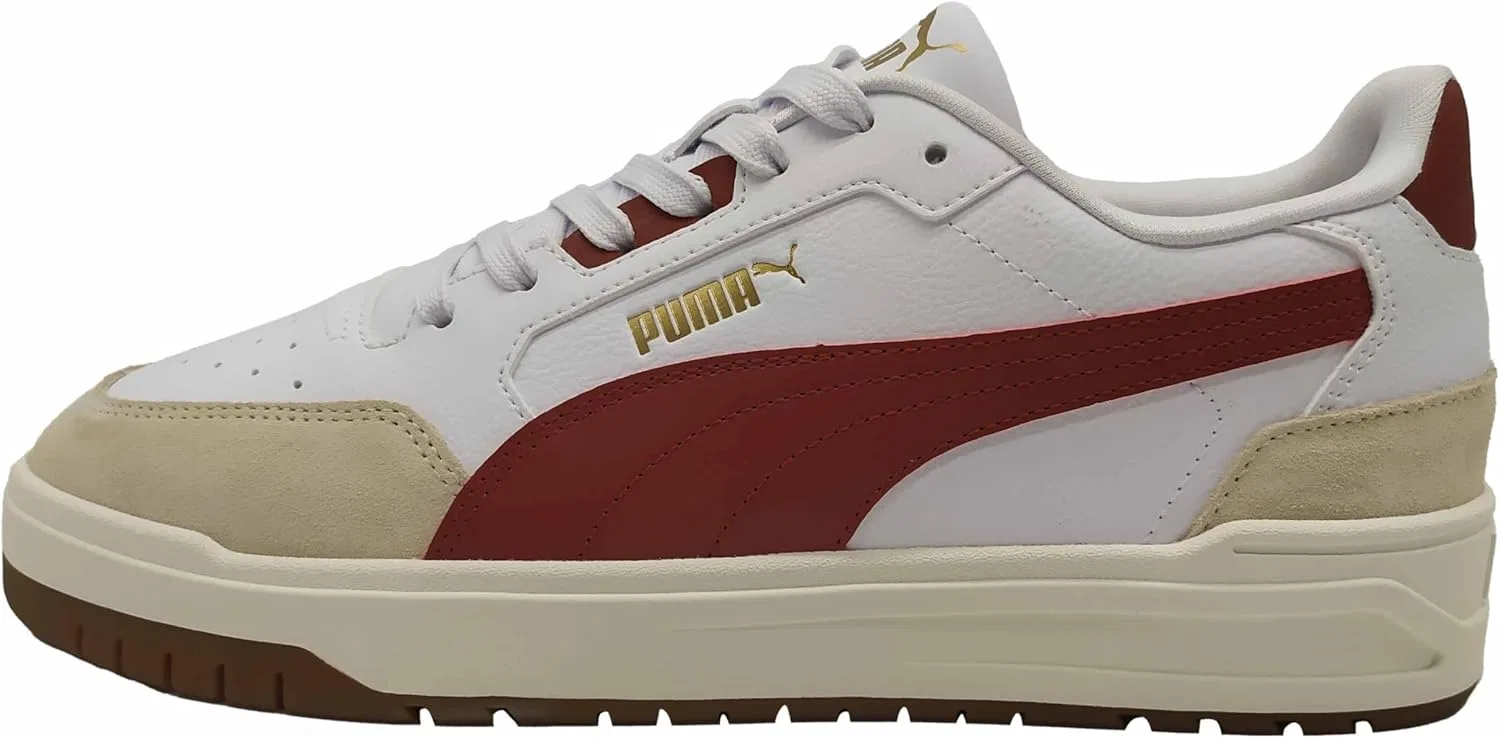 Кроссовки Puma Unisex Shuffle Downtown OG, Puma White Bordeaux Red Puma Gold