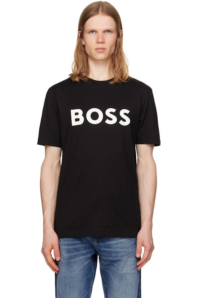 

Хлопковая футболка с логотипом из джерси Boss, черный