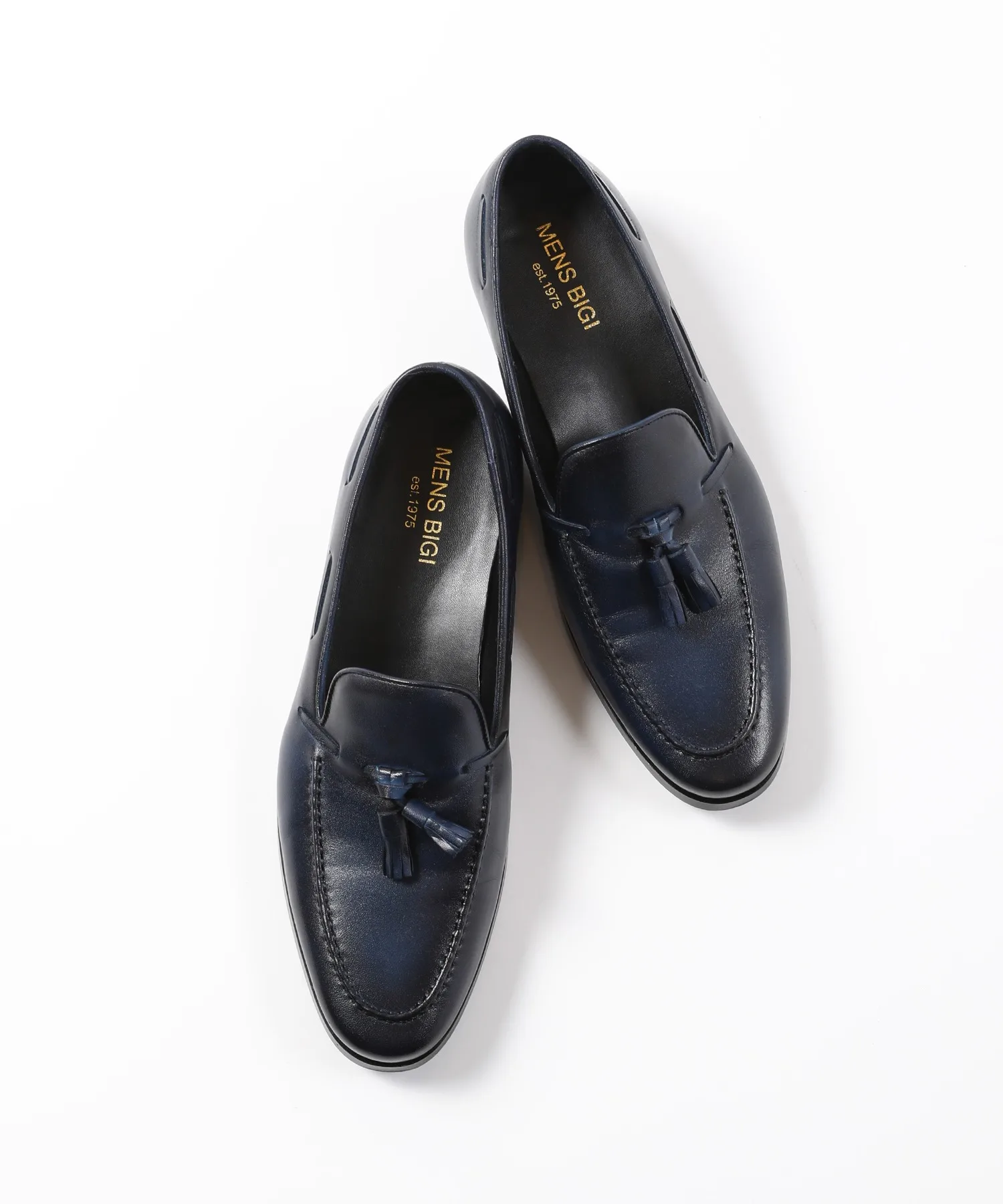 Мужские лоферы из натуральной кожи с кисточкой Real Leather Tassel Loafer MEN'S BIGI тёмно-синие