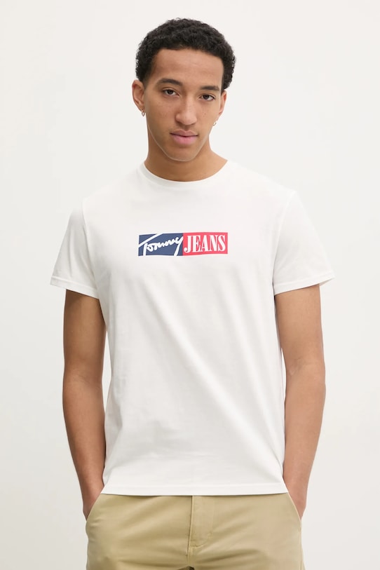 

Хлопковая футболка Tommy Jeans, бежевый